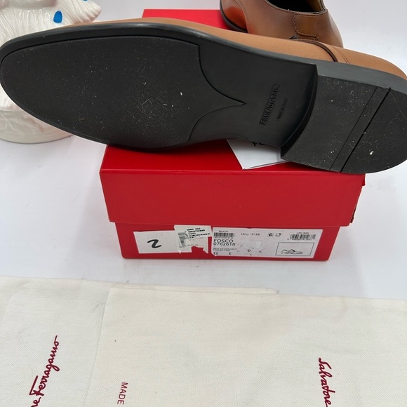 Man Salvatore, Ferragamo plain toe Derby shoes calf Leather size 12 made Italy main image 8